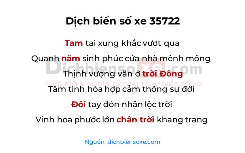 Dịch thơ biển số 35722