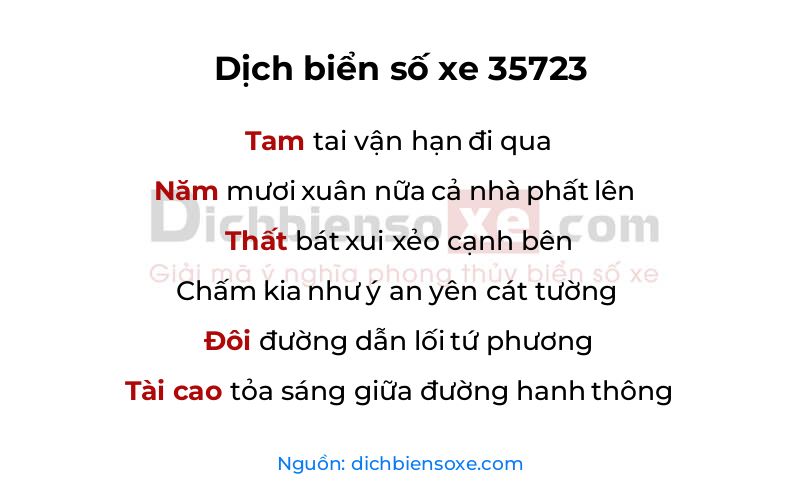 Dịch thơ biển số 35723