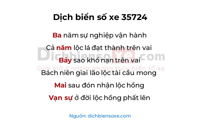 Dịch thơ biển số 35724