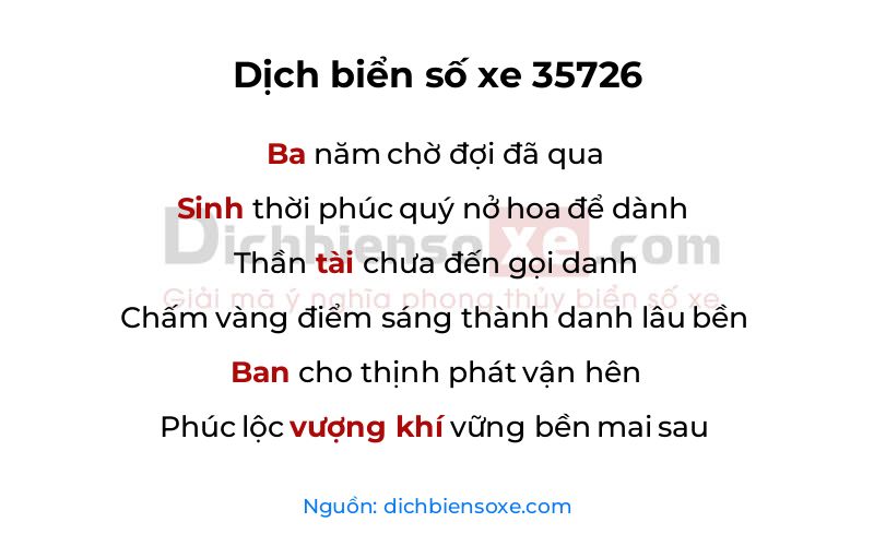 Dịch thơ biển số 35726