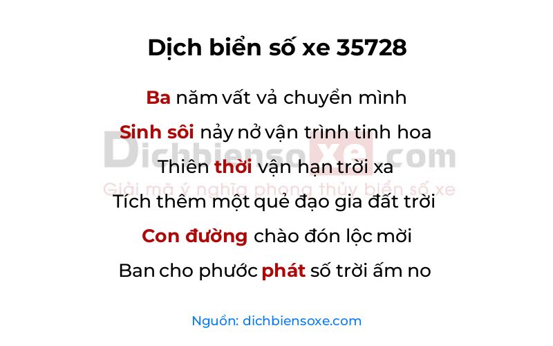 Dịch thơ biển số 35728