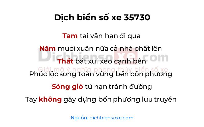 Dịch thơ biển số 35730