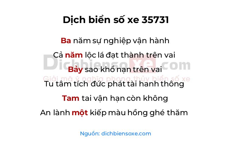 Dịch thơ biển số 35731