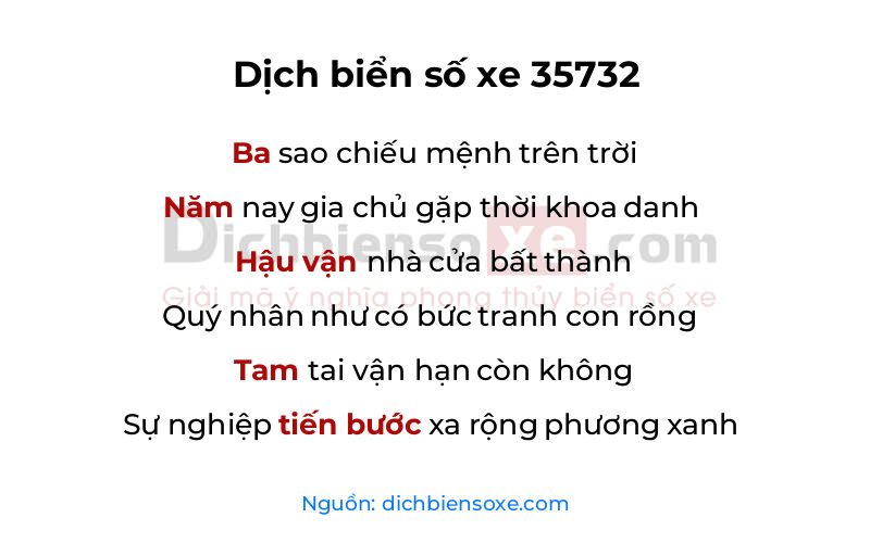 Dịch thơ biển số 35732