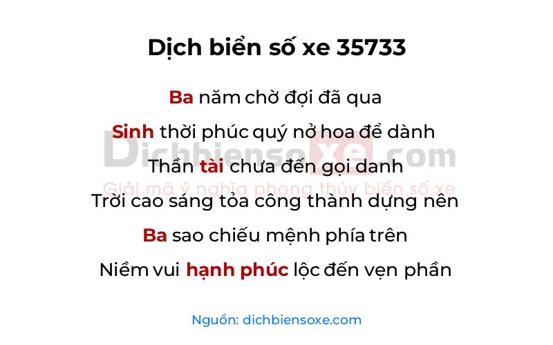 Dịch thơ biển số 35733