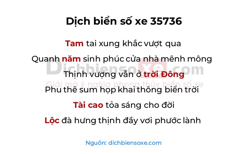 Dịch thơ biển số 35736