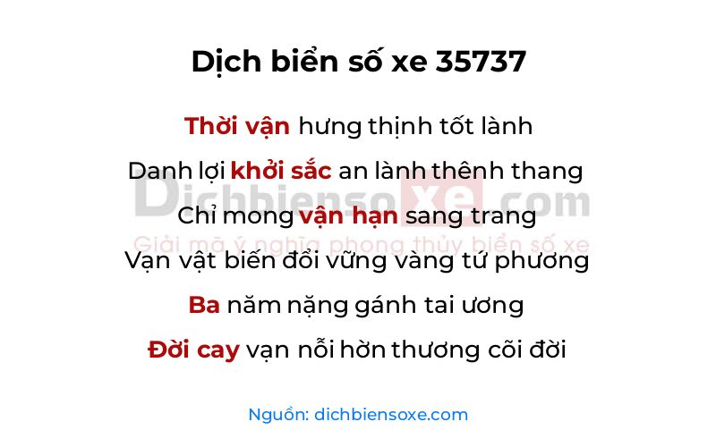 Dịch thơ biển số 35737