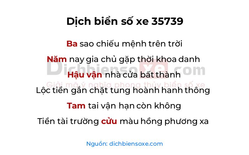 Dịch thơ biển số 35739