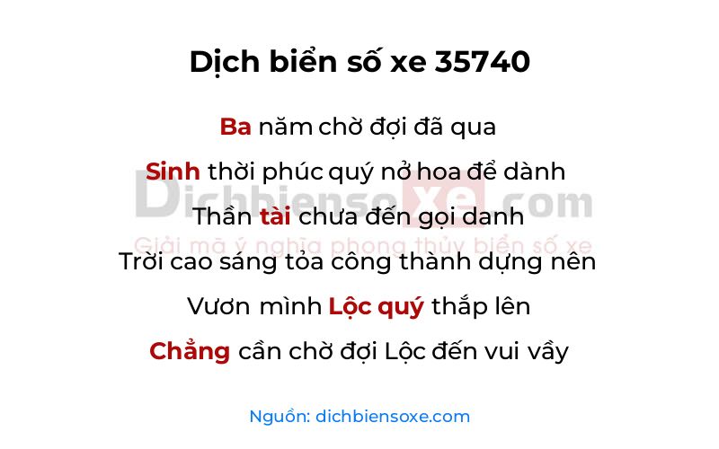 Dịch thơ biển số 35740