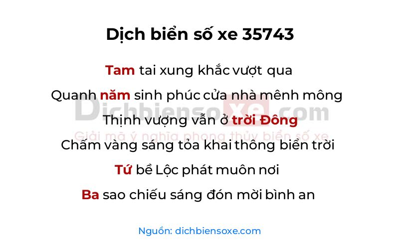 Dịch thơ biển số 35743