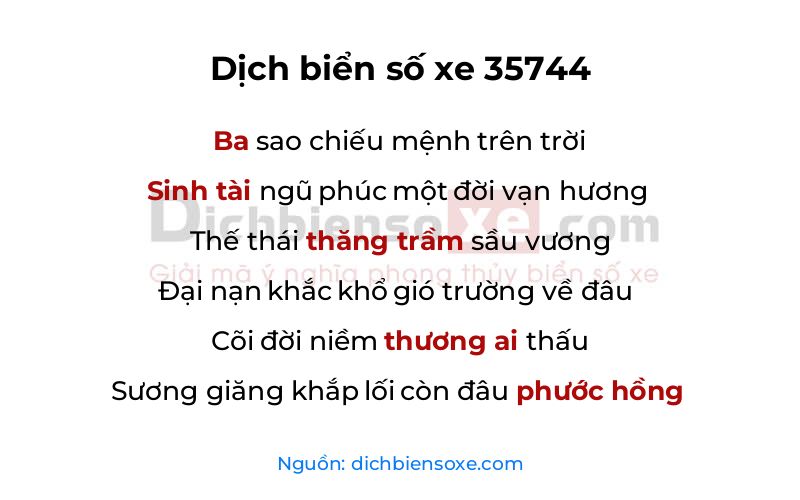 Dịch thơ biển số 35744