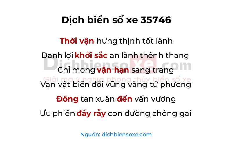 Dịch thơ biển số 35746