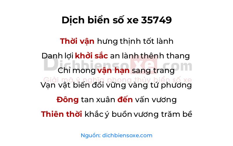 Dịch thơ biển số 35749