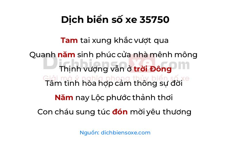 Dịch thơ biển số 35750