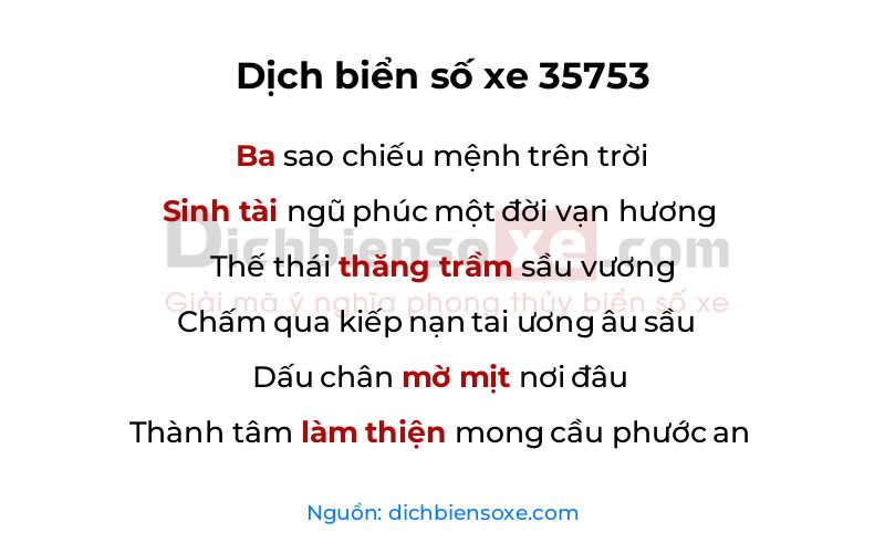 Dịch thơ biển số 35753