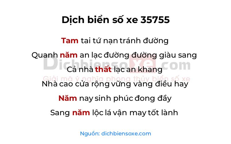 Dịch thơ biển số 35755