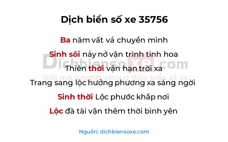 Dịch thơ biển số 35756