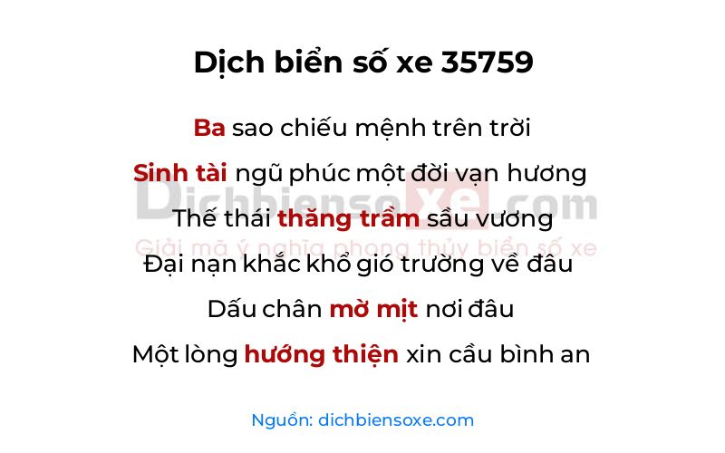 Dịch thơ biển số 35759