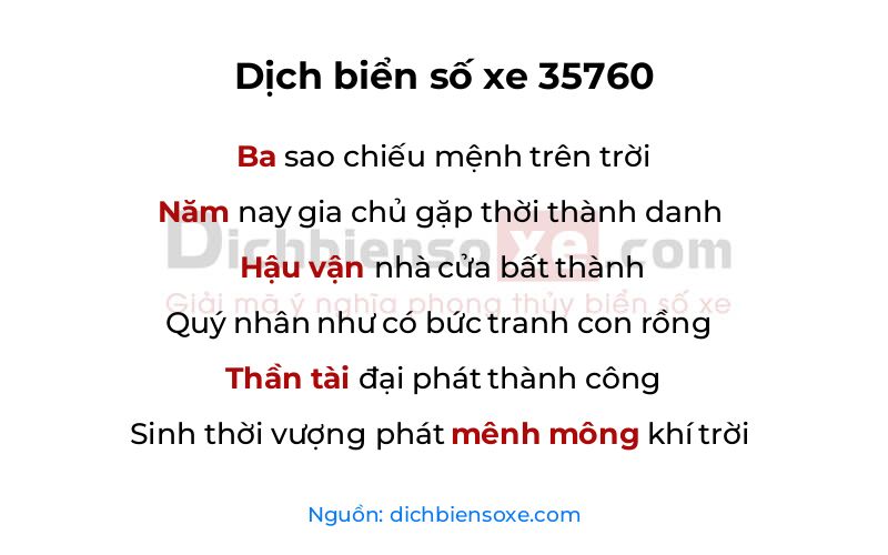 Dịch thơ biển số 35760