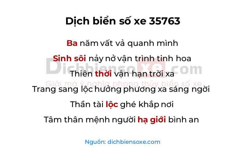 Dịch thơ biển số 35763
