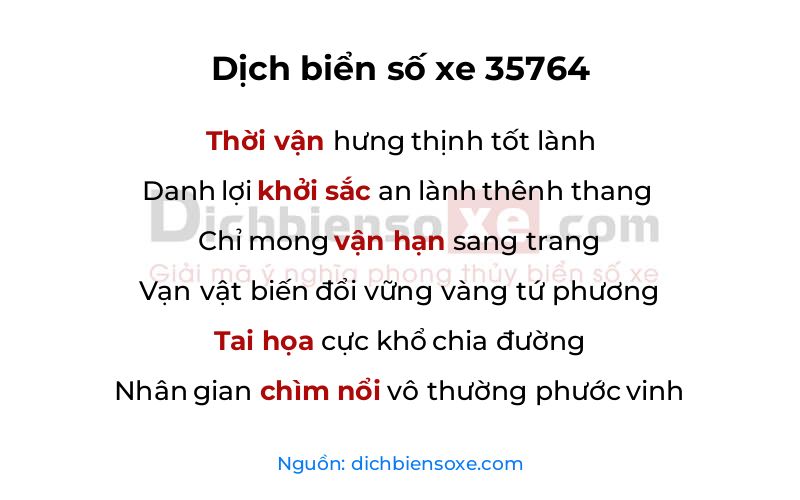 Dịch thơ biển số 35764