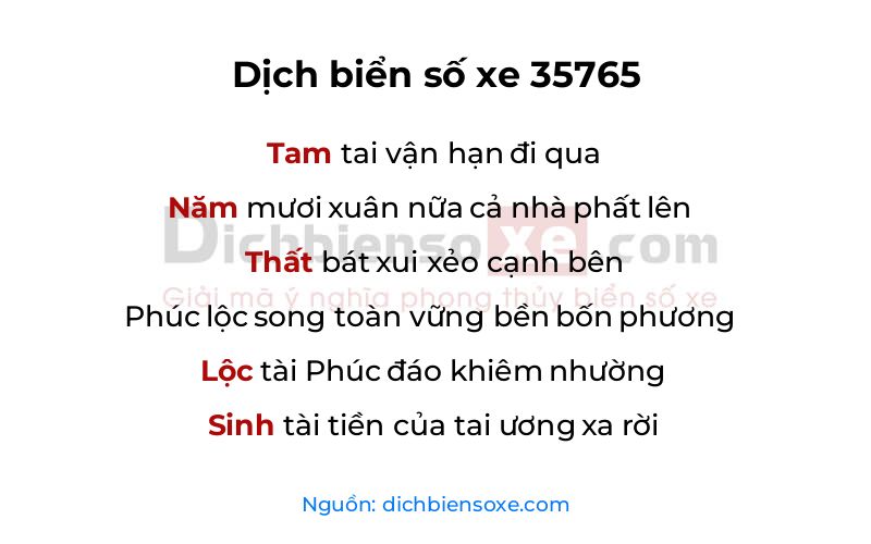 Dịch thơ biển số 35765
