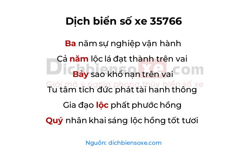 Dịch thơ biển số 35766