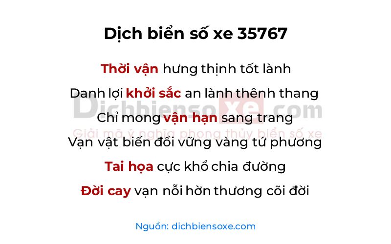 Dịch thơ biển số 35767