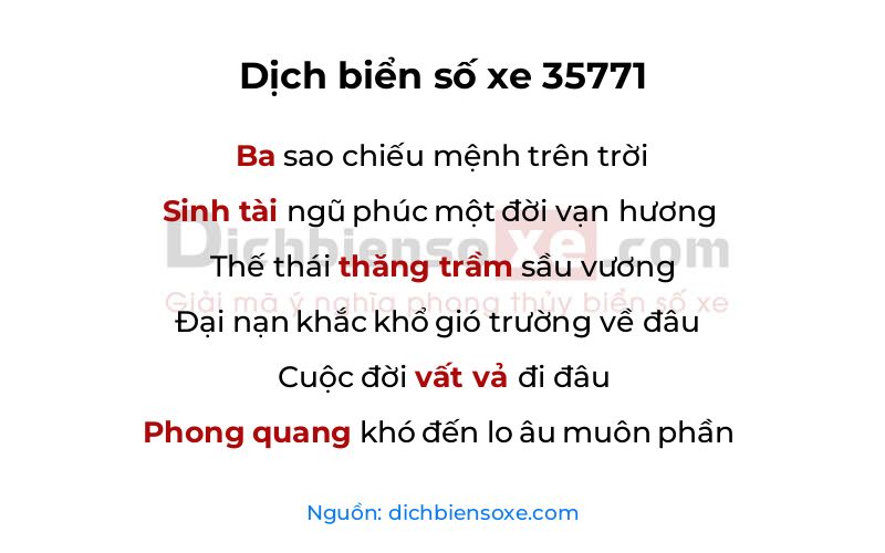 Dịch thơ biển số 35771