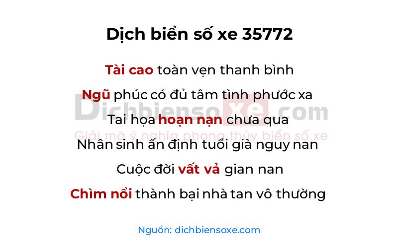 Dịch thơ biển số 35772