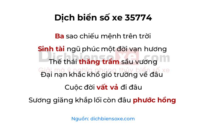 Dịch thơ biển số 35774
