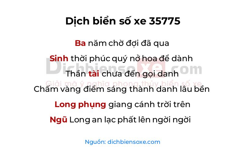 Dịch thơ biển số 35775