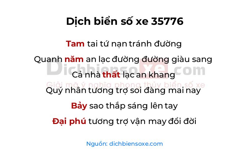 Dịch thơ biển số 35776