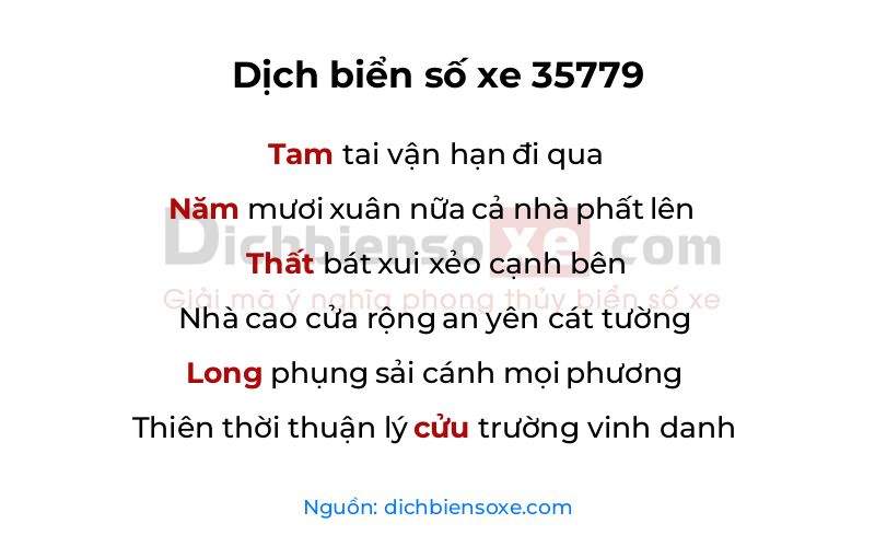 Dịch thơ biển số 35779