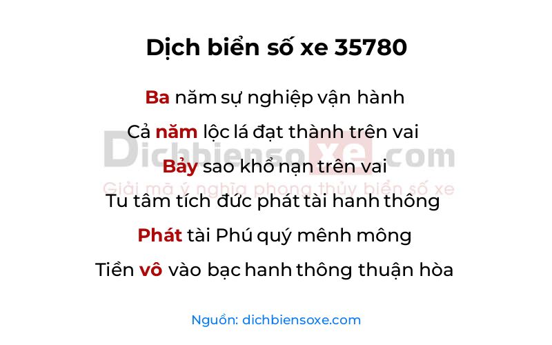 Dịch thơ biển số 35780