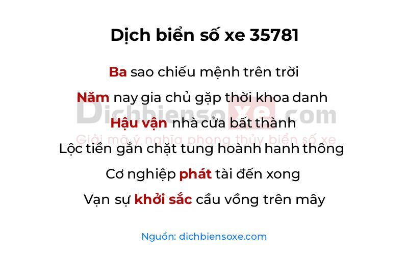 Dịch thơ biển số 35781