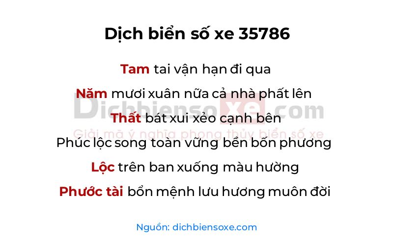 Dịch thơ biển số 35786