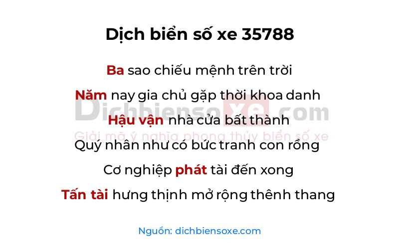 Dịch thơ biển số 35788