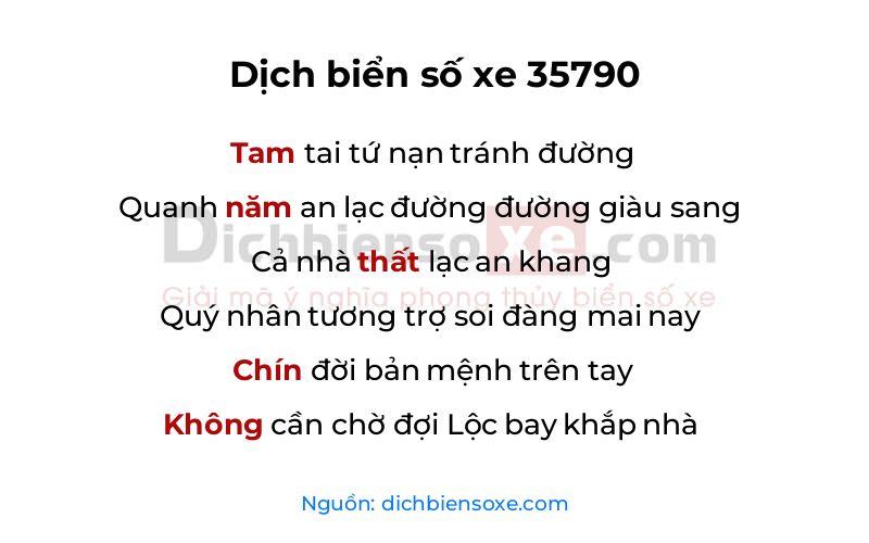 Dịch thơ biển số 35790