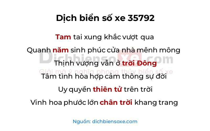 Dịch thơ biển số 35792
