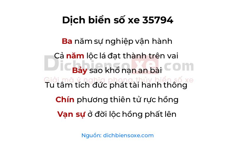 Dịch thơ biển số 35794