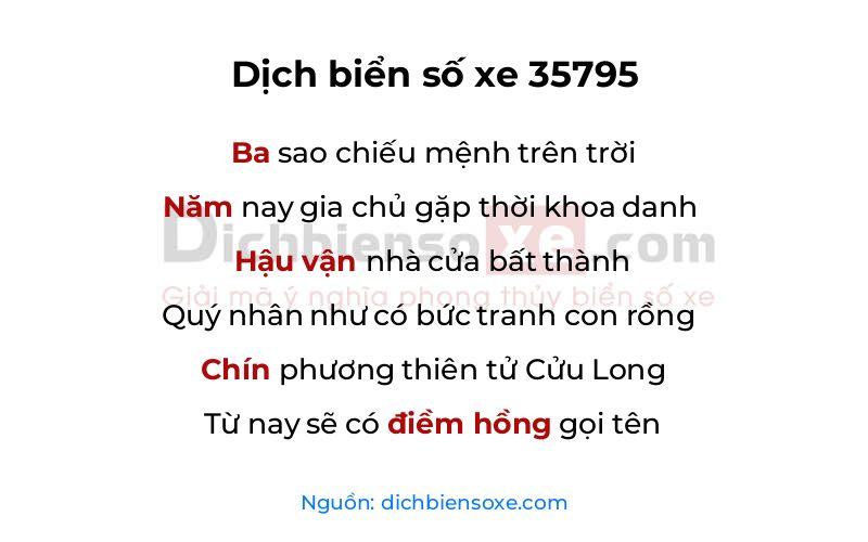 Dịch thơ biển số 35795
