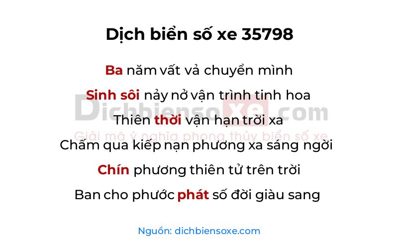 Dịch thơ biển số 35798