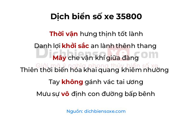 Dịch thơ biển số 35800