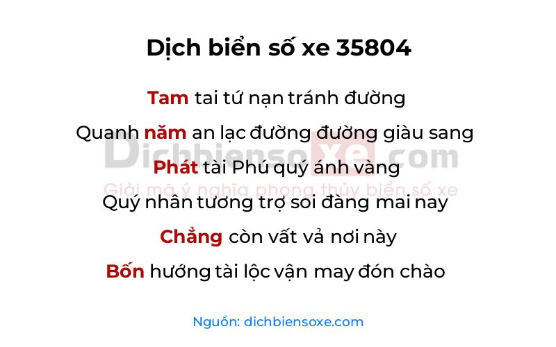 Dịch thơ biển số 35804