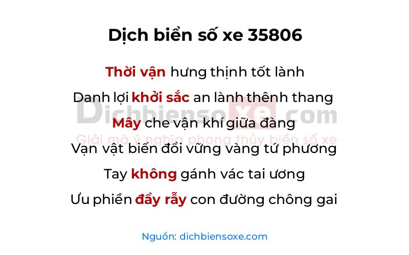 Dịch thơ biển số 35806
