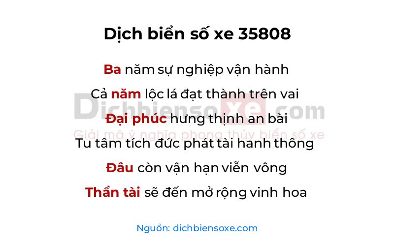 Dịch thơ biển số 35808