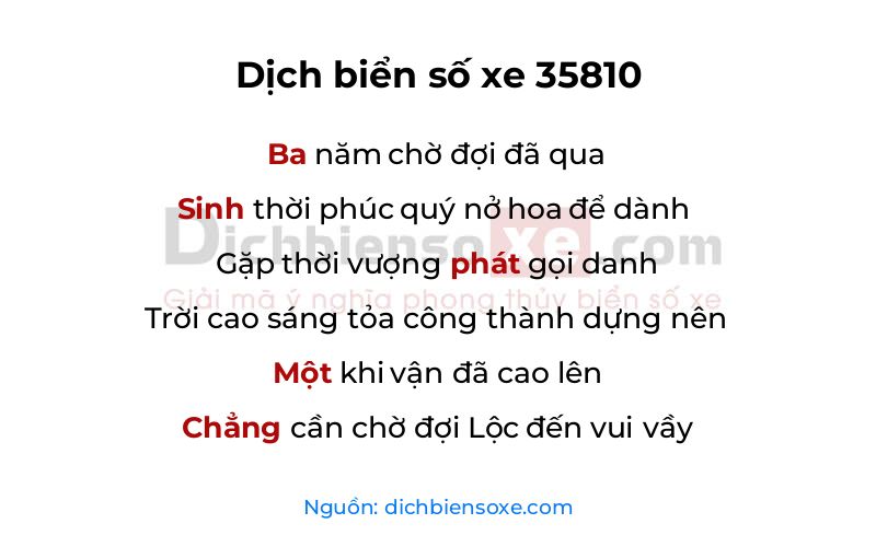 Dịch thơ biển số 35810