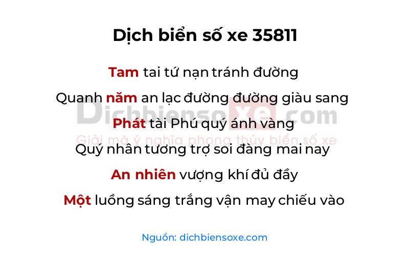 Dịch thơ biển số 35811