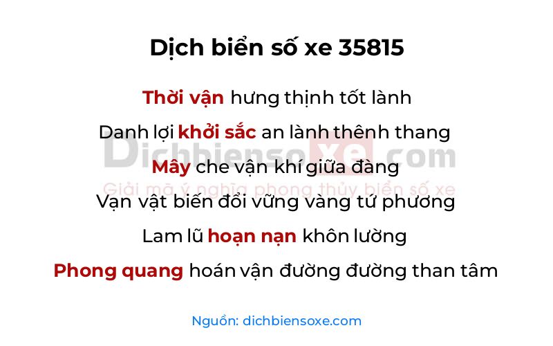 Dịch thơ biển số 35815
